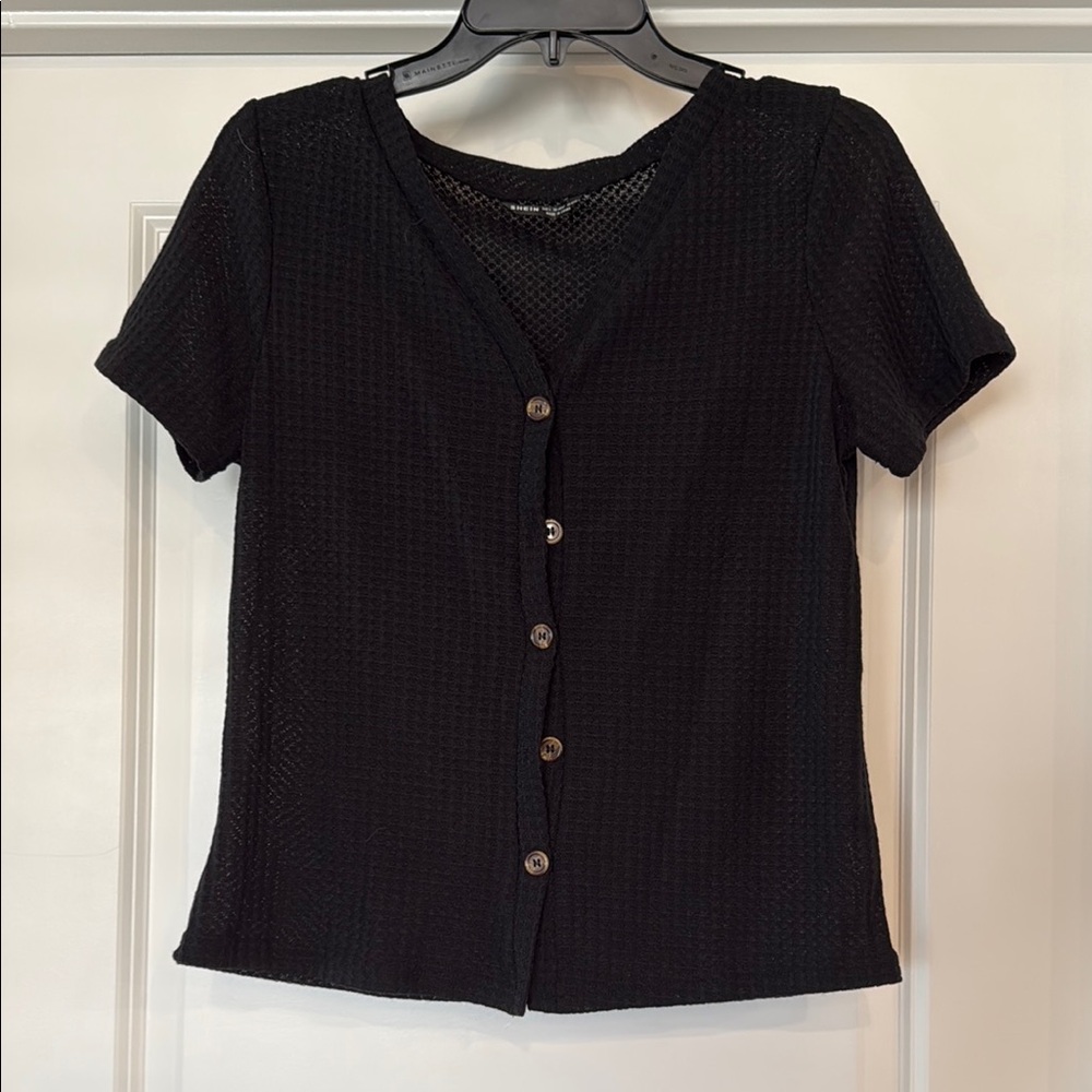 Black Button-Up Women's Top